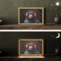 Graffiti - Chimpansee - Koptelefoon - Aap Light Box met kabel (Tafellamp) klein -sfeer3