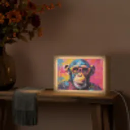 Graffiti - Chimpansee - Aap - Bril - Kleurrijk Light Box met kabel (Tafellamp) klein -sfeer4