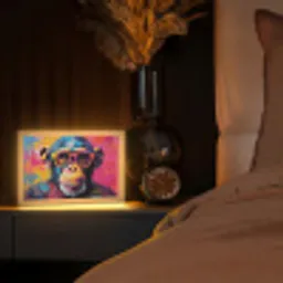 Graffiti - Chimpansee - Aap - Bril - Kleurrijk Light Box met kabel (Tafellamp) klein -sfeer1