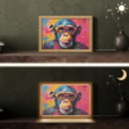 Graffiti - Chimpansee - Aap - Bril - Kleurrijk Light Box met kabel (Tafellamp) klein -sfeer3