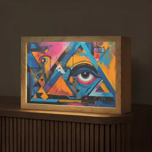 Graffiti - Kleuren - Oog - Kunst Light Box met kabel (Tafellamp) klein -z3d_website