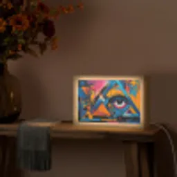 Graffiti - Kleuren - Oog - Kunst Light Box met kabel (Tafellamp) klein -sfeer4