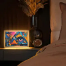 Graffiti - Kleuren - Oog - Kunst Light Box met kabel (Tafellamp) klein -sfeer1