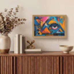 Graffiti - Kleuren - Oog - Kunst Light Box met kabel (Tafellamp) klein -sfeer2