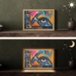 Graffiti - Kleuren - Oog - Kunst Light Box met kabel (Tafellamp) klein -sfeer3