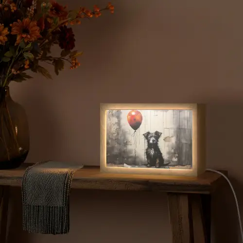 Graffiti - Hond - Ballon - Dieren Light Box met kabel (Tafellamp) klein -sfeer4