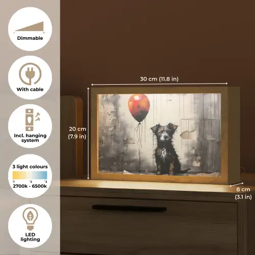 Graffiti - Hond - Ballon - Dieren Light Box met kabel (Tafellamp) klein -USP_EN