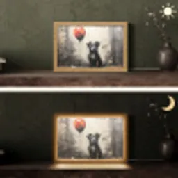 Graffiti - Hond - Ballon - Dieren Light Box met kabel (Tafellamp) klein -sfeer3