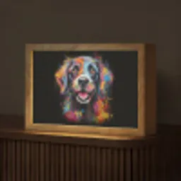Graffiti - Hond - Zwart - Kleuren Light Box met kabel (Tafellamp) klein -z3d_website