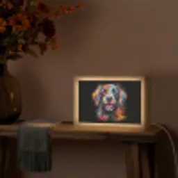Graffiti - Hond - Zwart - Kleuren Light Box met kabel (Tafellamp) klein -sfeer4