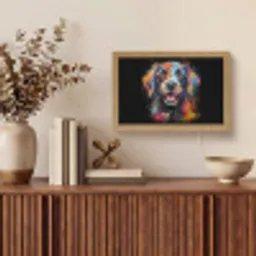 Graffiti - Hond - Zwart - Kleuren Light Box met kabel (Tafellamp) klein -sfeer2