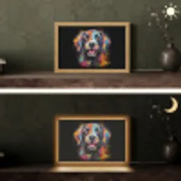 Graffiti - Hond - Zwart - Kleuren Light Box met kabel (Tafellamp) klein -sfeer3