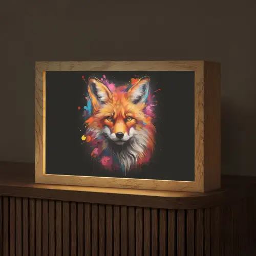 Graffiti - Vos - Zwart - Pop art Light Box met kabel (Tafellamp) klein -z3d_website