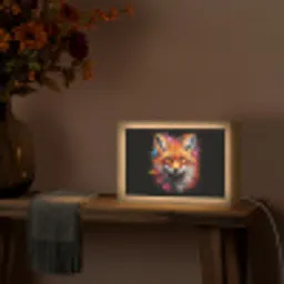 Graffiti - Vos - Zwart - Pop art Light Box met kabel (Tafellamp) klein -sfeer4