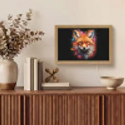 Graffiti - Vos - Zwart - Pop art Light Box met kabel (Tafellamp) klein -sfeer2