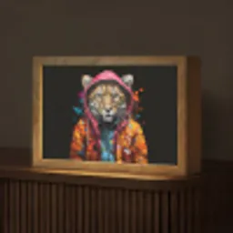 Graffiti - Luipaard - Zwart - Jas Light Box met kabel (Tafellamp) klein -z3d_website