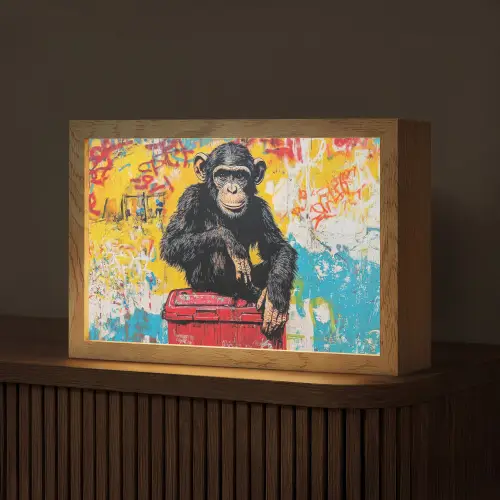 Graffiti - Aap - Street art - Dieren Light Box met kabel (Tafellamp) klein -z3d_website