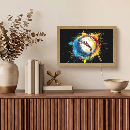 Graffiti - Sport - Baseball - Honkbal Light Box met kabel (Tafellamp) klein -sfeer2