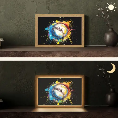 Graffiti - Sport - Baseball - Honkbal Light Box met kabel (Tafellamp) klein -sfeer3