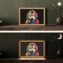 Graffiti - Wolf - Jas - Zwart Light Box met kabel (Tafellamp) klein -sfeer3