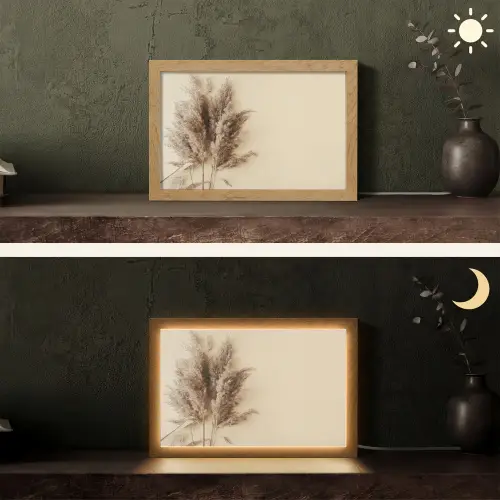 Graan - Pastel - Natuur Light Box met kabel (Tafellamp) klein -sfeer3