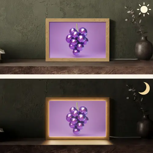 Druif - Disco - Glitter - Paars Light Box met kabel (Tafellamp) klein -sfeer3