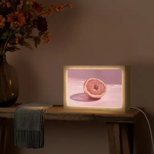 Grapefruit - Roze - Disco - Shiny Light Box met kabel (Tafellamp) klein -sfeer4