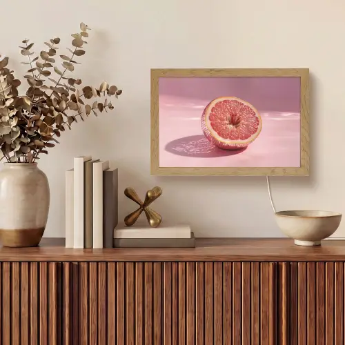 Grapefruit - Roze - Disco - Shiny Light Box met kabel (Tafellamp) klein -sfeer2