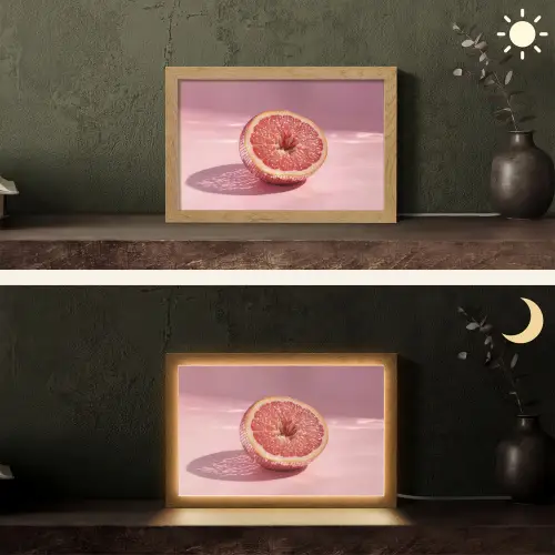 Grapefruit - Roze - Disco - Shiny Light Box met kabel (Tafellamp) klein -sfeer3