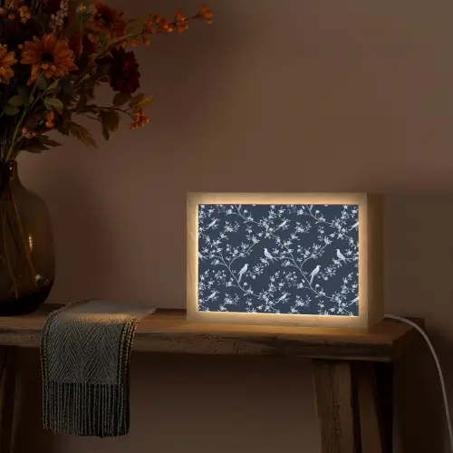 Grafisch - Bloesemtak - Blauw Light Box met kabel (Tafellamp) klein 924 -sfeer4