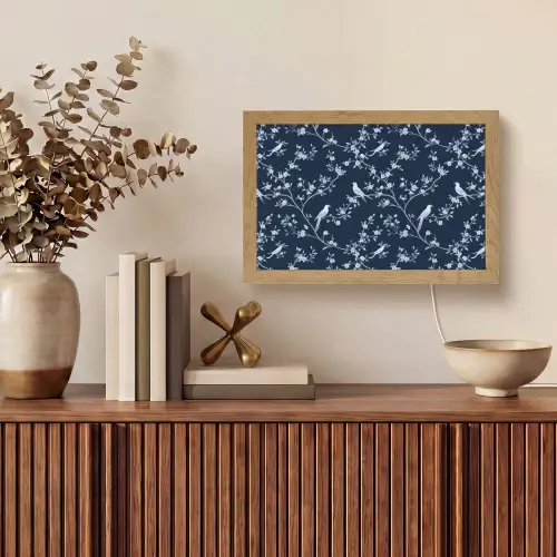 Grafisch - Bloesemtak - Blauw Light Box met kabel (Tafellamp) klein 924 -sfeer2