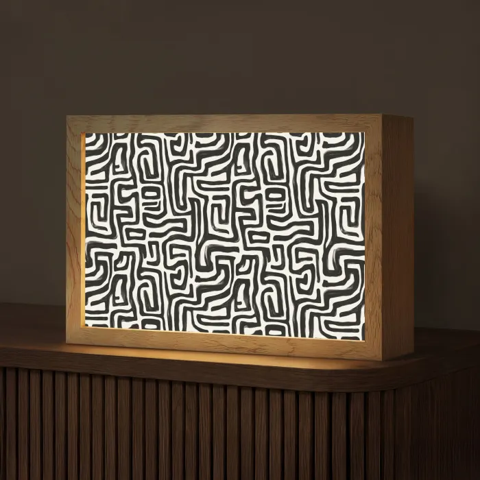 Grafisch - Lijnen - Zwart - Wit Light Box met kabel (Tafellamp) klein 924 -z3d_website