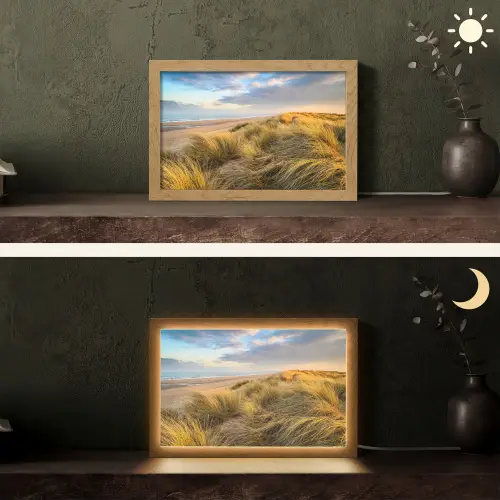 Gras - Duinen - Strand - Zomer Light Box met kabel (Tafellamp) klein -sfeer3