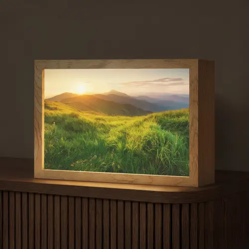 Gras - Heuvels - Zon - Natuur - Landschap Light Box met kabel (Tafellamp) klein -z3d_website