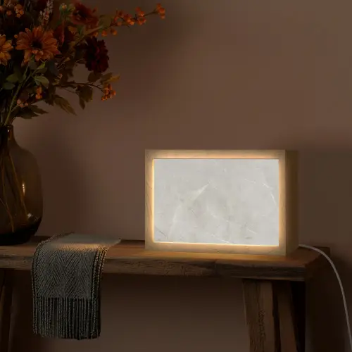 Grijs - Beton - Industrieel Light Box met kabel (Tafellamp) klein -sfeer4