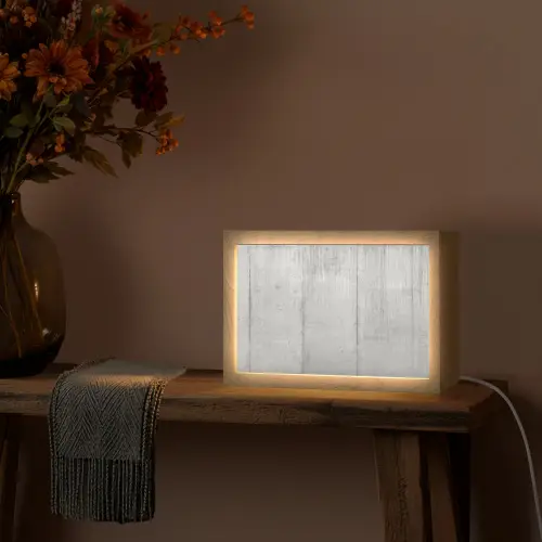 Grijs - Betonlook - Industrieel Light Box met kabel (Tafellamp) klein -sfeer4