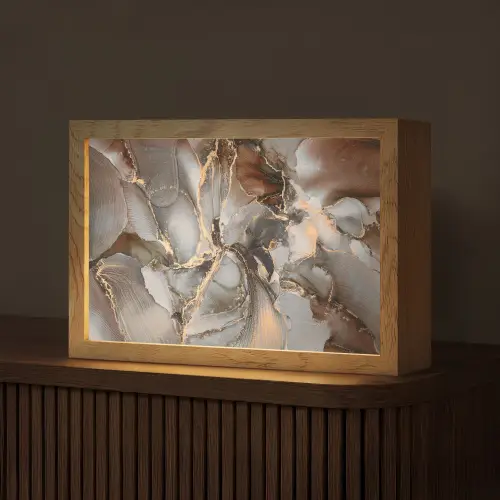 Grijs - Goud - Marmer - Marmerlook Light Box met kabel (Tafellamp) klein -z3d_website