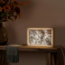 Grijs - Goud - Marmer - Marmerlook Light Box met kabel (Tafellamp) klein -sfeer4