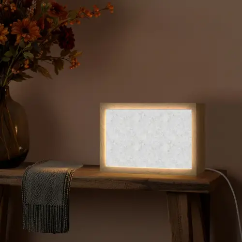 Grijs - Terrazzo-effect - Beton Light Box met kabel (Tafellamp) klein 924 -sfeer4