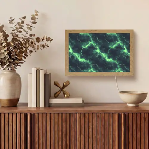 Groen - Bliksem - Storm Light Box met kabel (Tafellamp) klein 924 -sfeer2