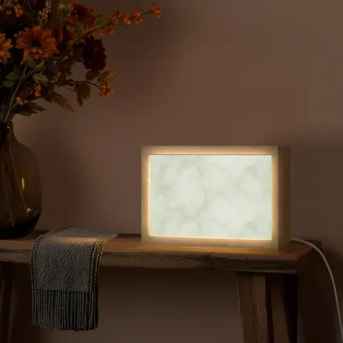 Groen - Marmer - Aders Light Box met kabel (Tafellamp) klein 924 -sfeer4