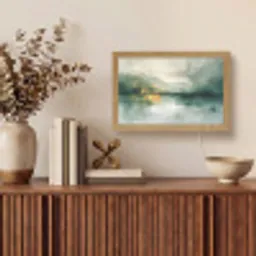 Groen - Modern - Abstract - Goud Light Box met kabel (Tafellamp) klein -sfeer2