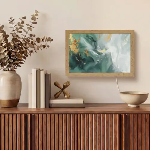 Groen - Modern - Marmer - Abstract Light Box met kabel (Tafellamp) klein -sfeer2