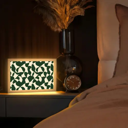 Groen - Organische vlakken - Crème Light Box met kabel (Tafellamp) klein 924 -sfeer1