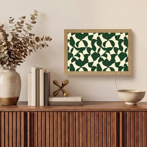Groen - Organische vlakken - Crème Light Box met kabel (Tafellamp) klein 924 -sfeer2
