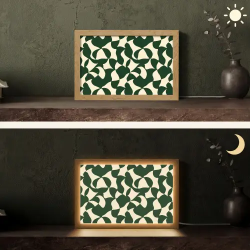 Groen - Organische vlakken - Crème Light Box met kabel (Tafellamp) klein 924 -sfeer3