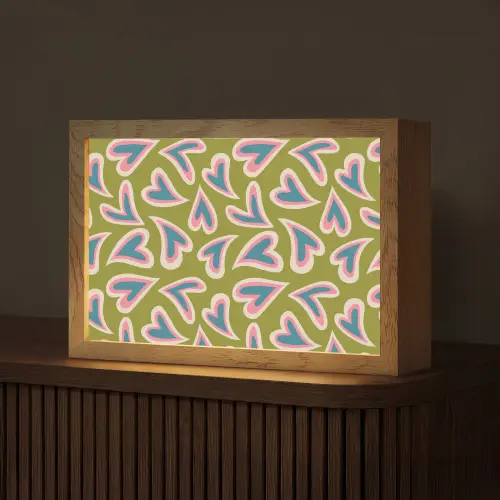 Groen - Retro - Hartjes - Patroon Light Box met kabel (Tafellamp) klein 924 -z3d_website