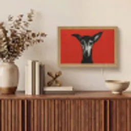 Windhond - Minimalistisch - Rood Light Box met kabel (Tafellamp) klein -sfeer2