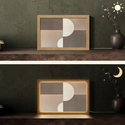 Raster - Halve cirkels - Contrast Light Box met kabel (Tafellamp) klein -sfeer3