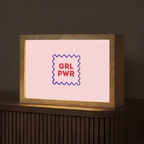 Grl pwr - Roze - Kader Light Box met kabel (Tafellamp) klein -z3d_website